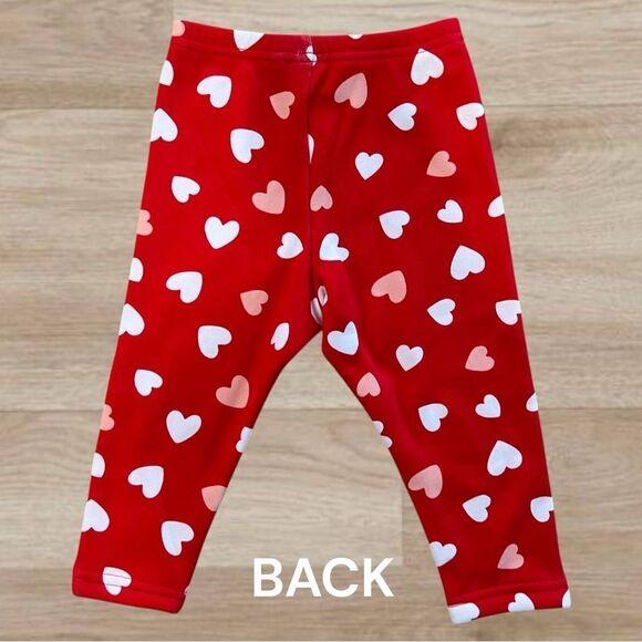 Carter’s Red Heart Print Fleece Lined Leggings Size 24M - Picture 2 of 7